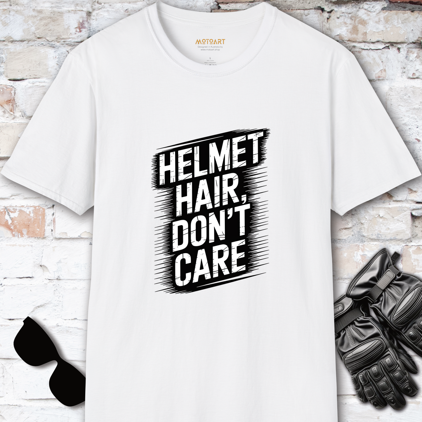 Helmet Hair, Don't Care #2 unisex T-Shirt
