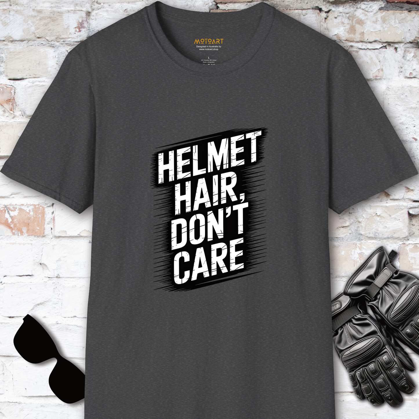 Helmet Hair, Don't Care #2 unisex T-Shirt