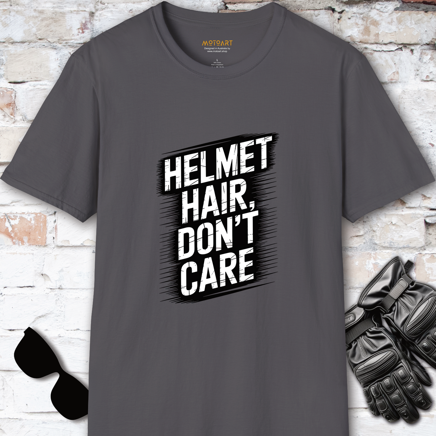 Helmet Hair, Don't Care #2 unisex T-Shirt