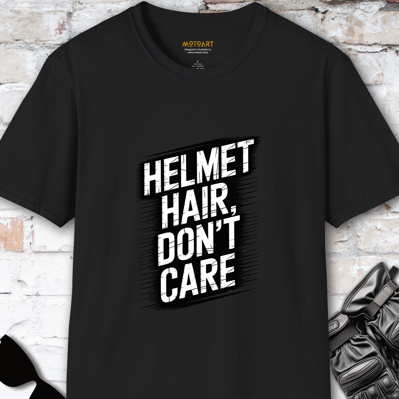 Helmet Hair, Don't Care #2 unisex T-Shirt