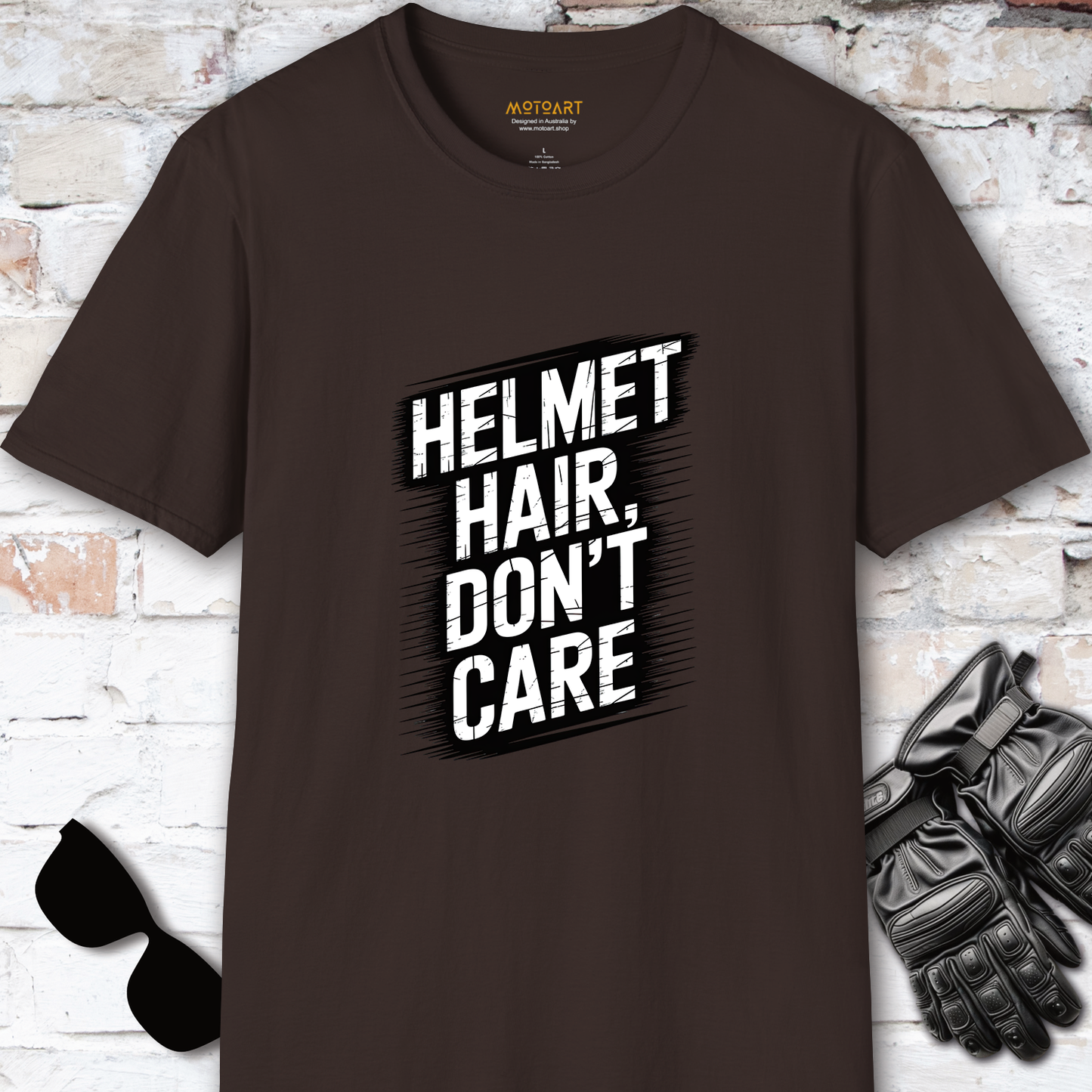Helmet Hair, Don't Care #2 unisex T-Shirt