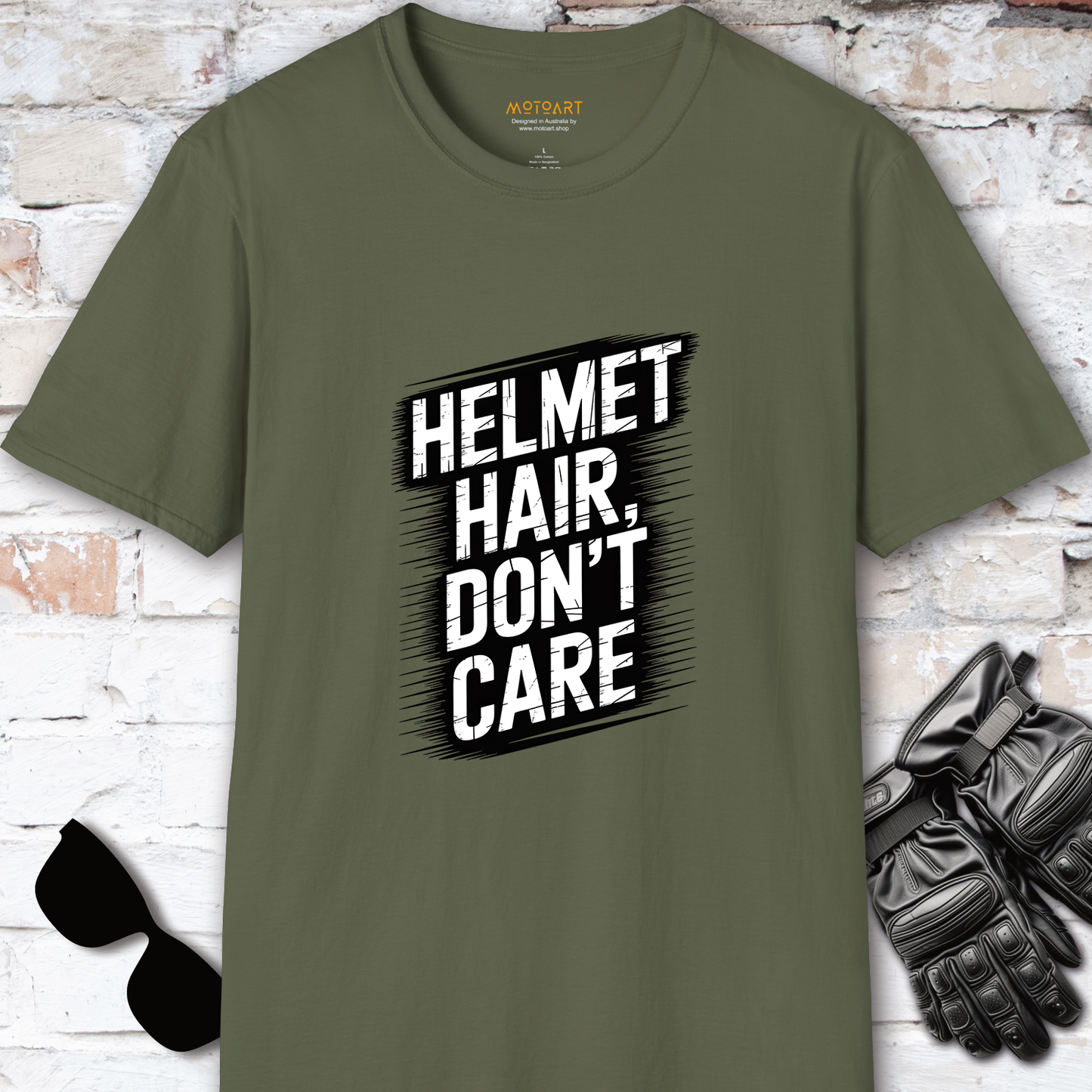 Helmet Hair, Don't Care #2 unisex T-Shirt