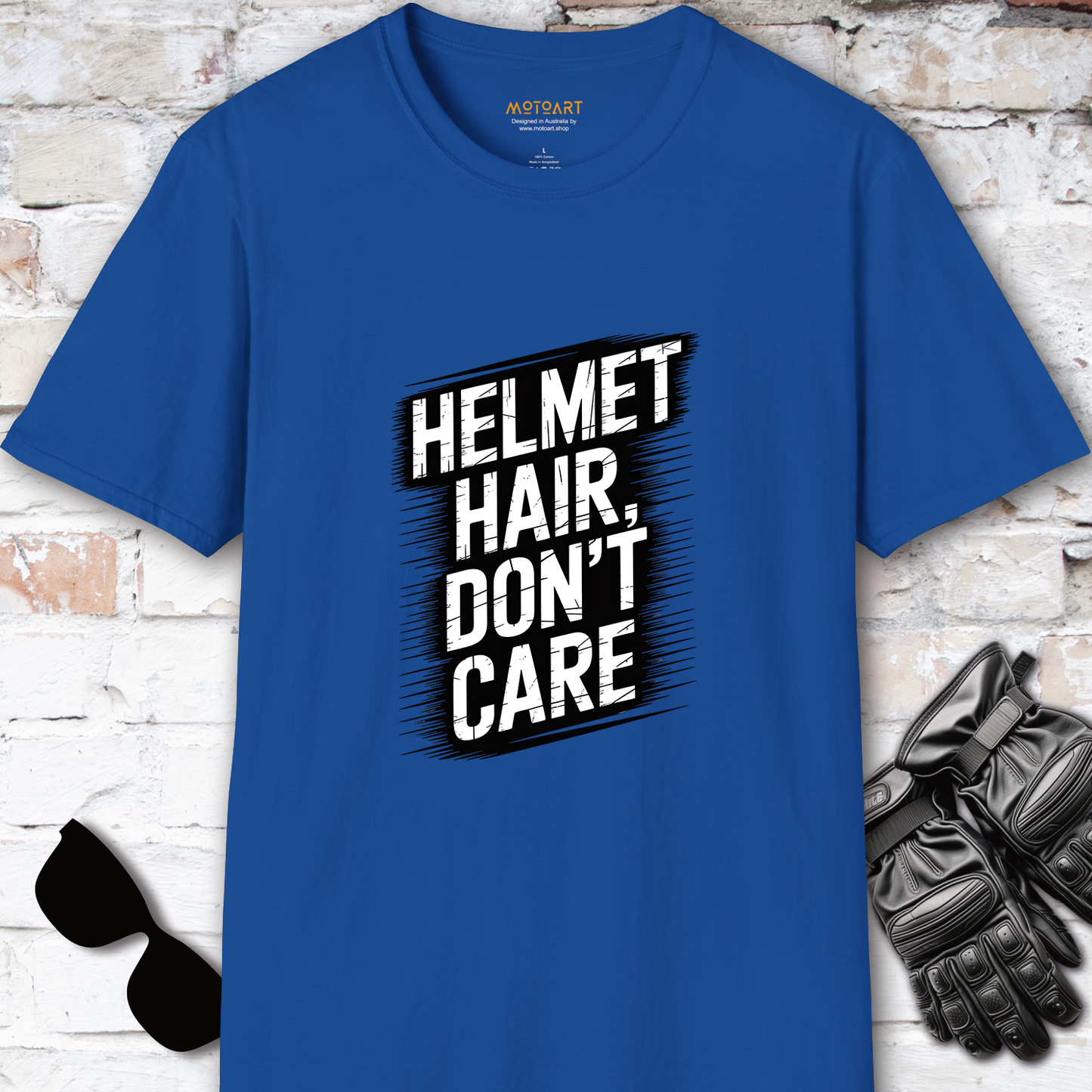 Helmet Hair, Don't Care #2 unisex T-Shirt
