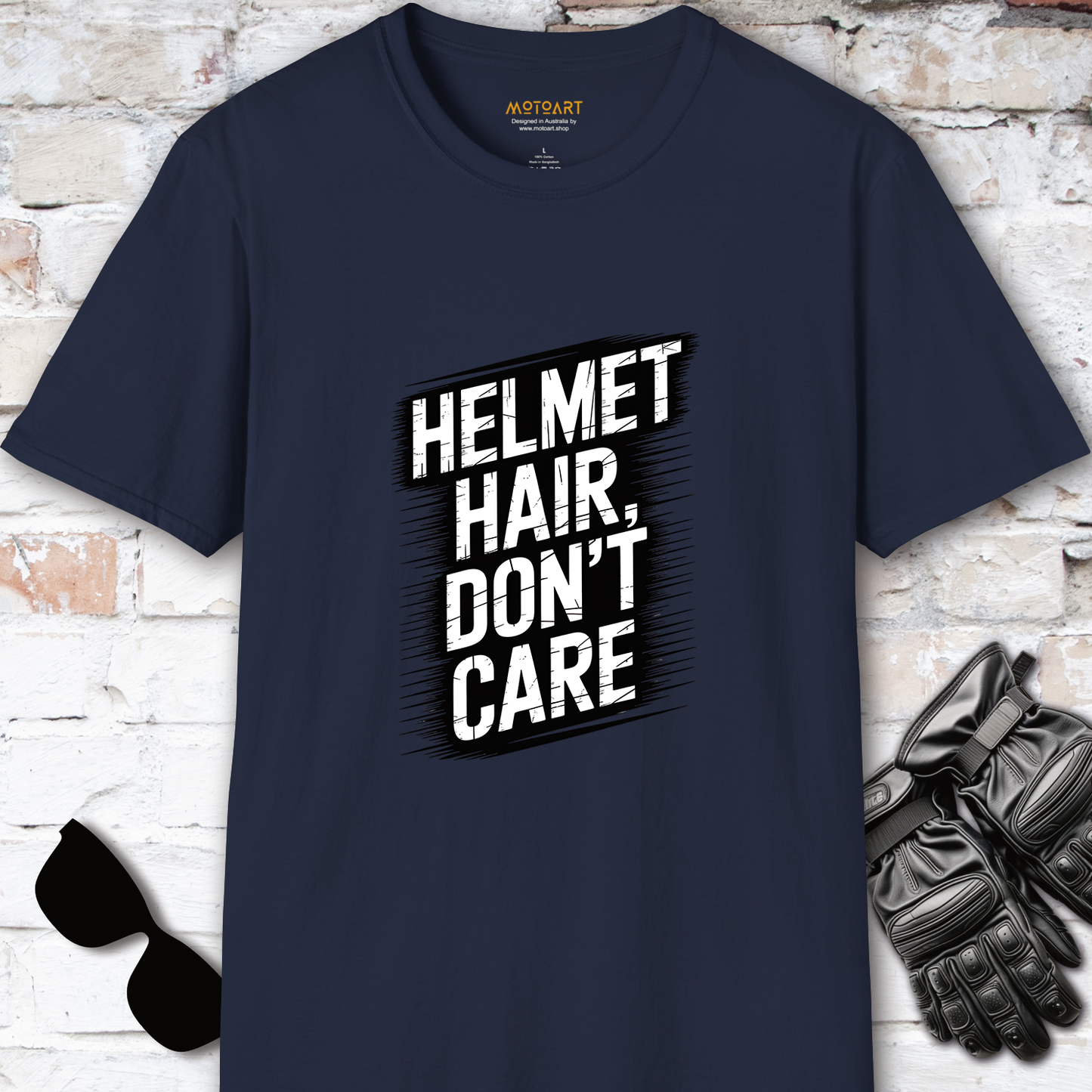 Helmet Hair, Don't Care #2 unisex T-Shirt