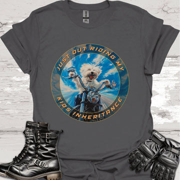 Maltese "Just out Riding my Kids Inheritance" Unisex T shirt