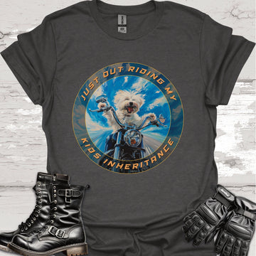 Maltese "Just out Riding my Kids Inheritance" Unisex T shirt