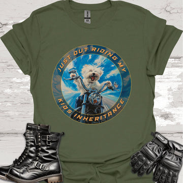 Maltese "Just out Riding my Kids Inheritance" Unisex T shirt