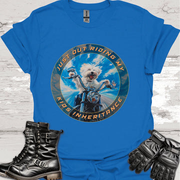 Maltese "Just out Riding my Kids Inheritance" Unisex T shirt