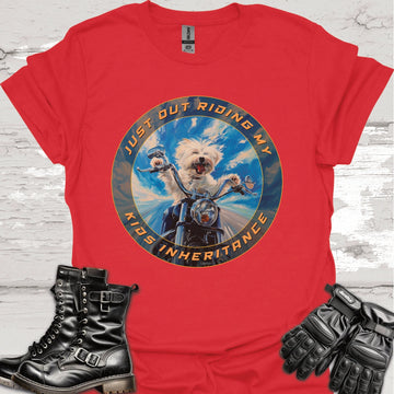 Maltese "Just out Riding my Kids Inheritance" Unisex T shirt