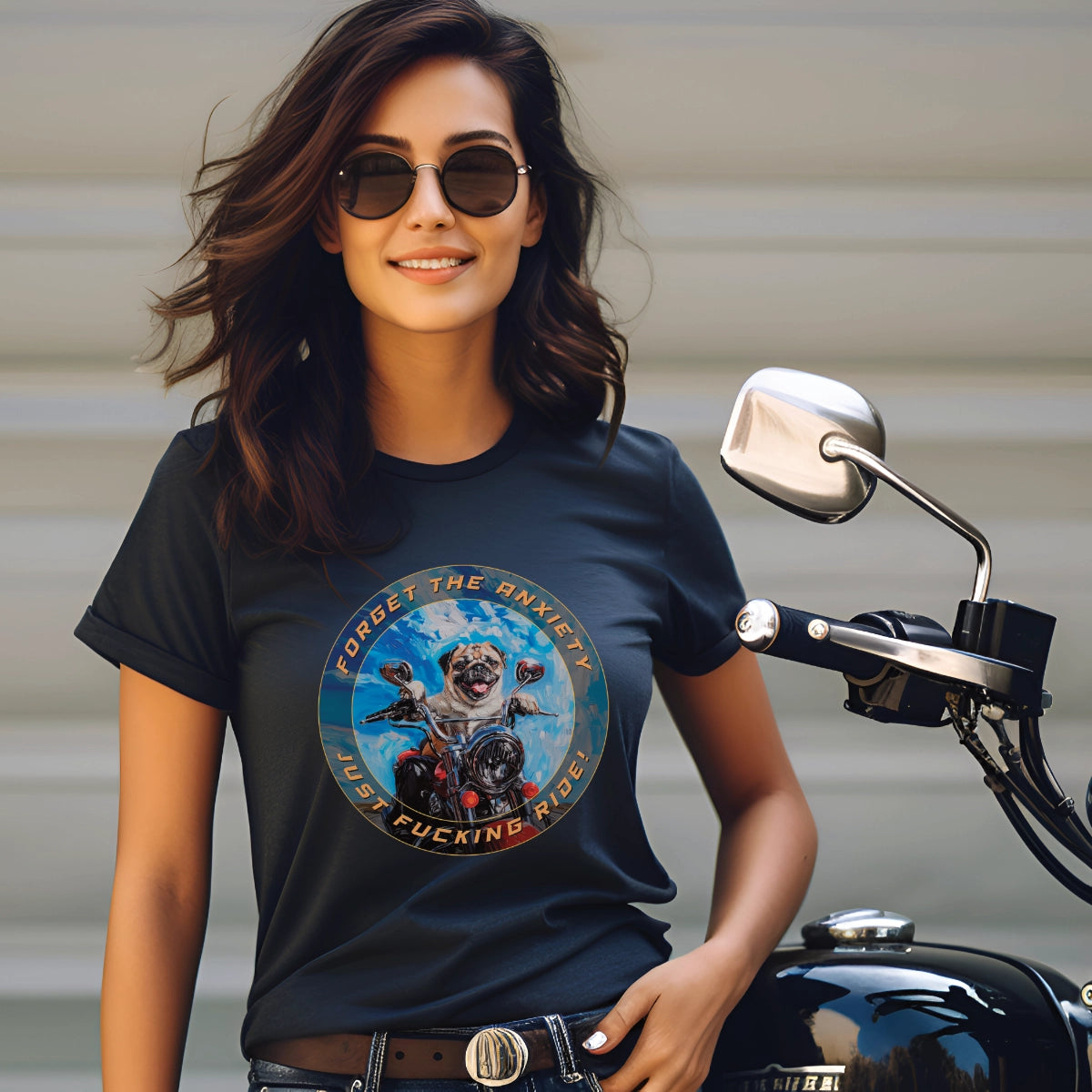 Pug 'Forget the Anxiety, Just Fucking Ride' Unisex T-Shirt