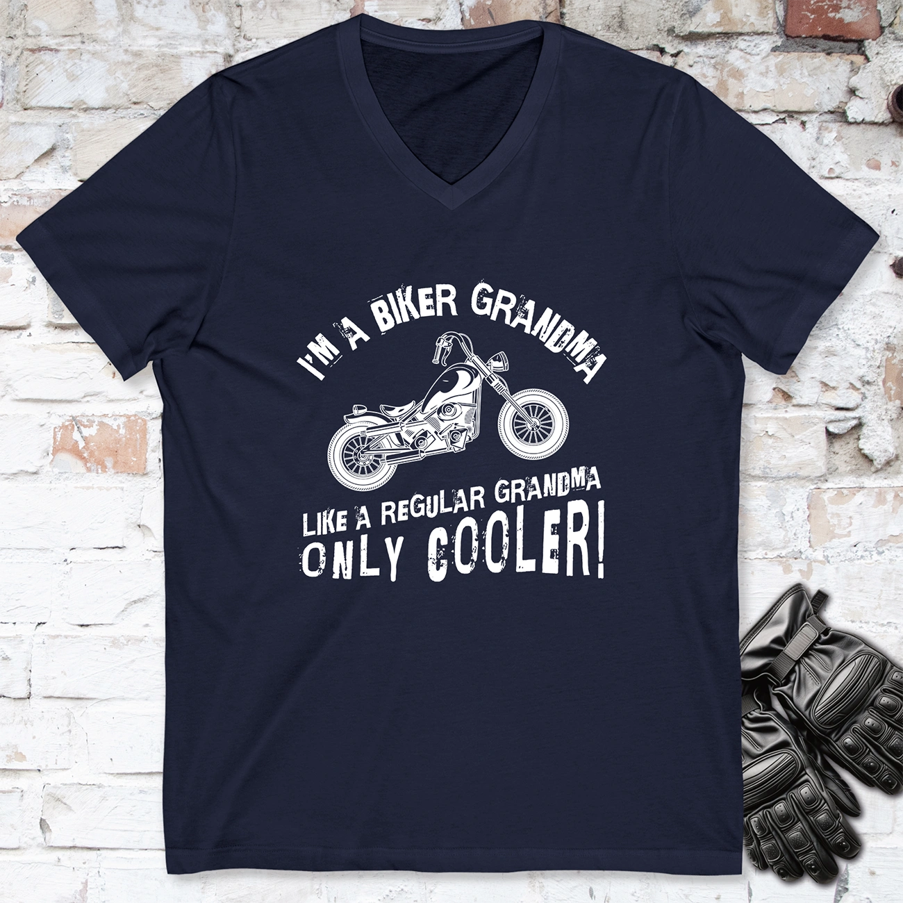 Biker Grandma, Nanna, Nana, Nanny, etc - V neck T shirt