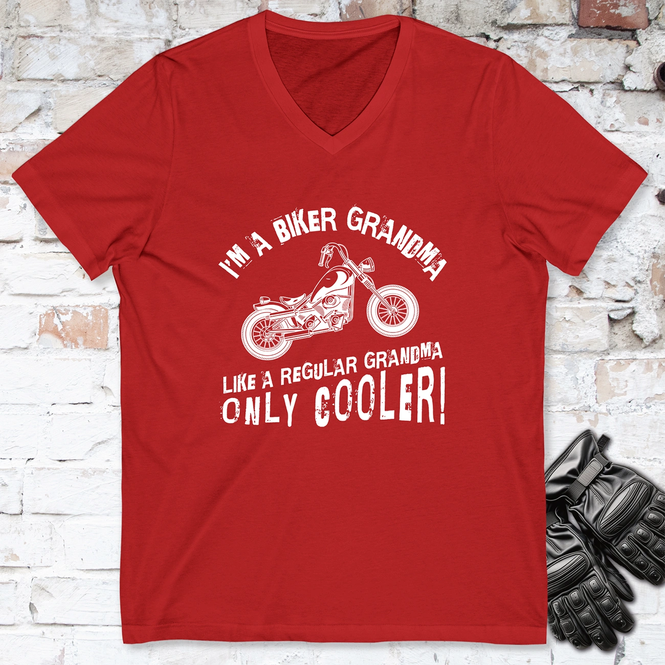 Biker Grandma, Nanna, Nana, Nanny, etc - V neck T shirt