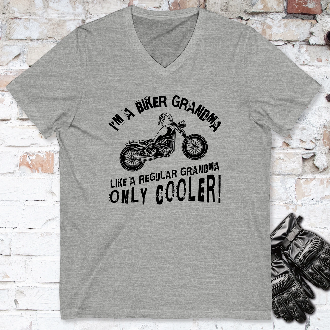Biker Grandma, Nanna, Nana, Nanny, etc - V neck T shirt