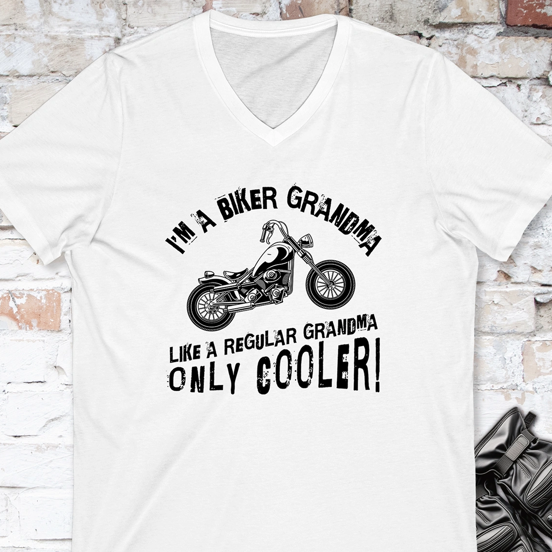 Biker Grandma, Nanna, Nana, Nanny, etc - V neck T shirt