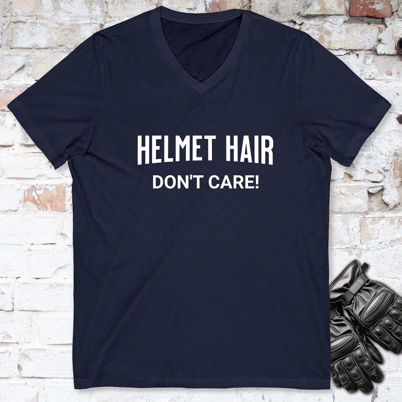 Helmet Hair, Don't Care V neck T shirt
