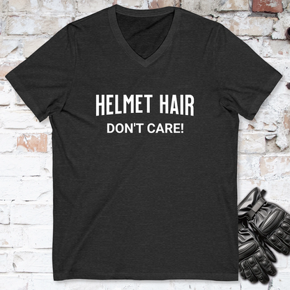 Helmet Hair, Don't Care V neck T shirt