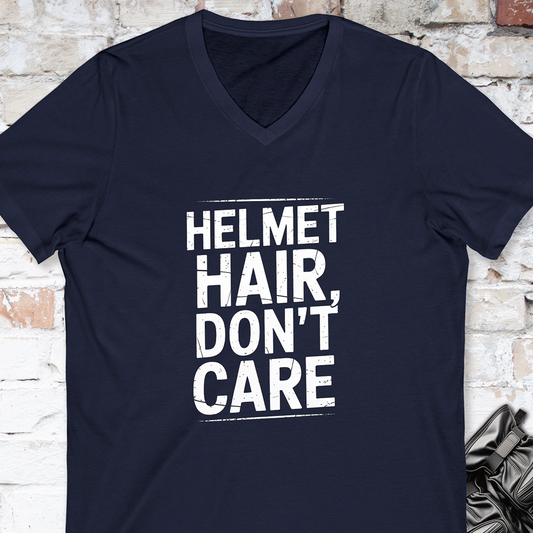 Helmet Hair, Don't Care  #4 V neck T shirt
