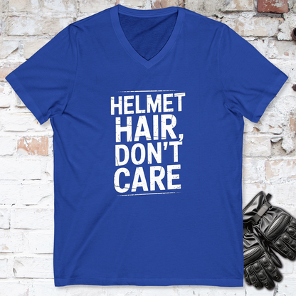 Helmet Hair, Don't Care  #4 V neck T shirt