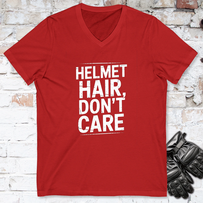 Helmet Hair, Don't Care  #4 V neck T shirt