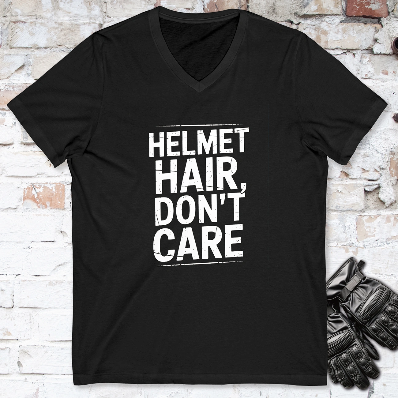 Helmet Hair, Don't Care  #4 V neck T shirt