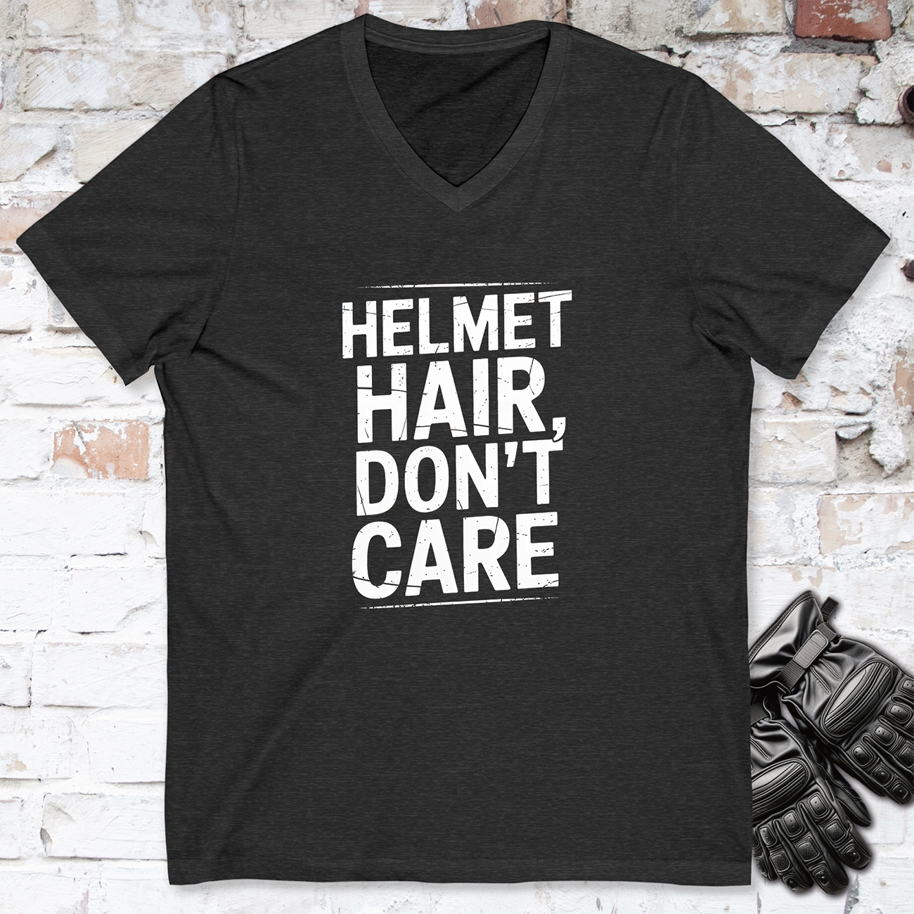 Helmet Hair, Don't Care  #4 V neck T shirt