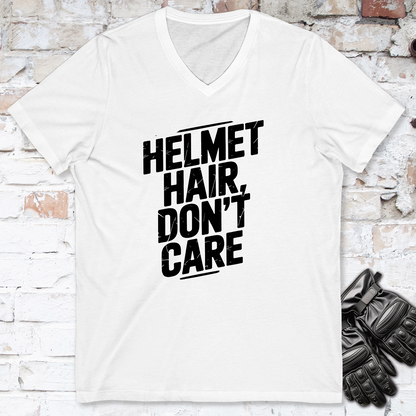 Helmet Hair, Don't Care  #4 V neck T shirt