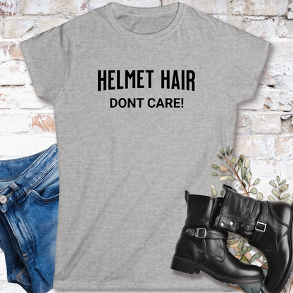 Helmet Hair, Don't Care #1 Women's Fitted Softstyle Tee