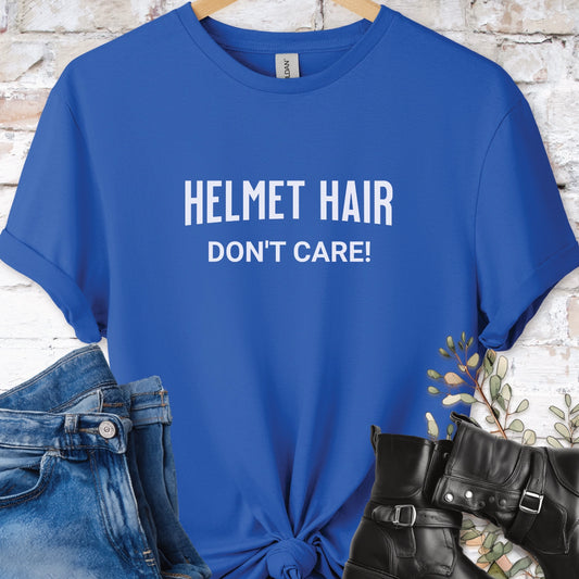 Helmet Hair, Don't Care Women'sT shirt