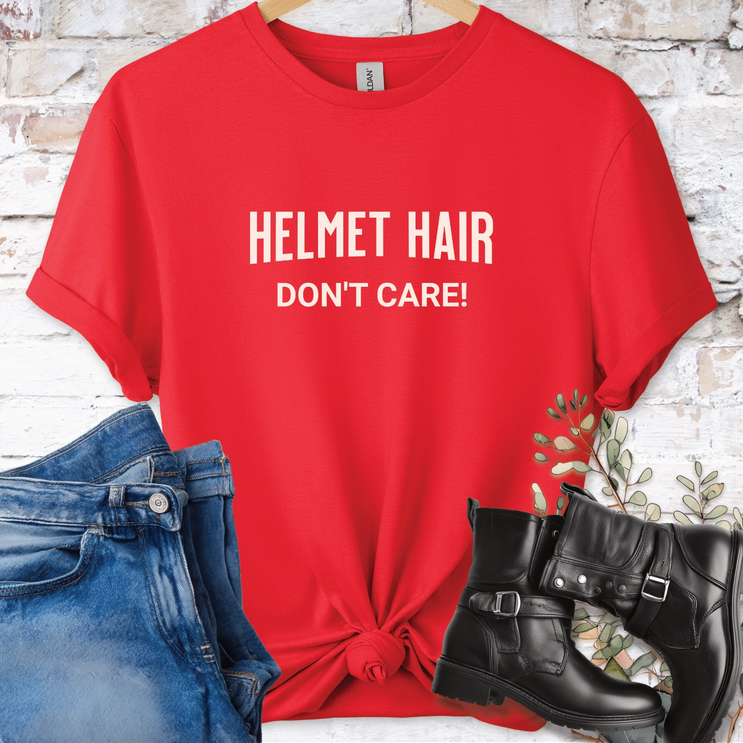 Helmet Hair, Don't Care Women'sT shirt