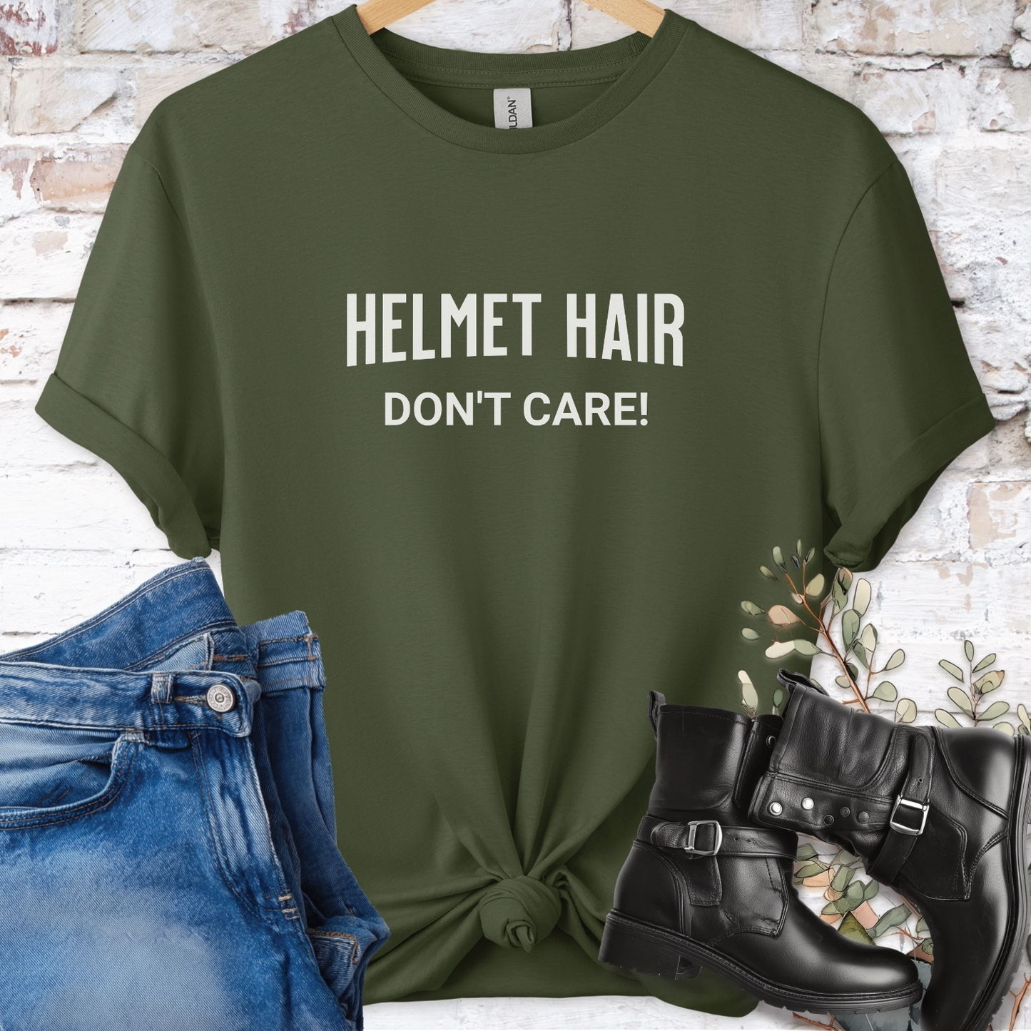 Helmet Hair, Don't Care Women'sT shirt