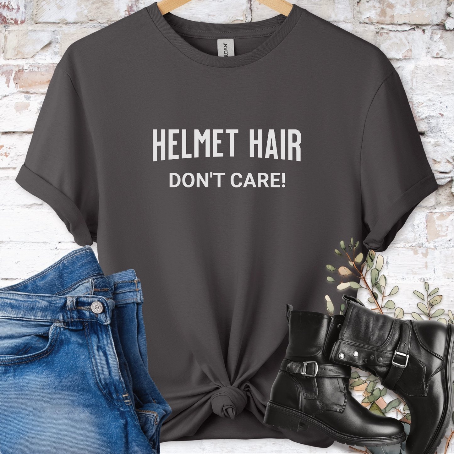 Helmet Hair, Don't Care Women'sT shirt