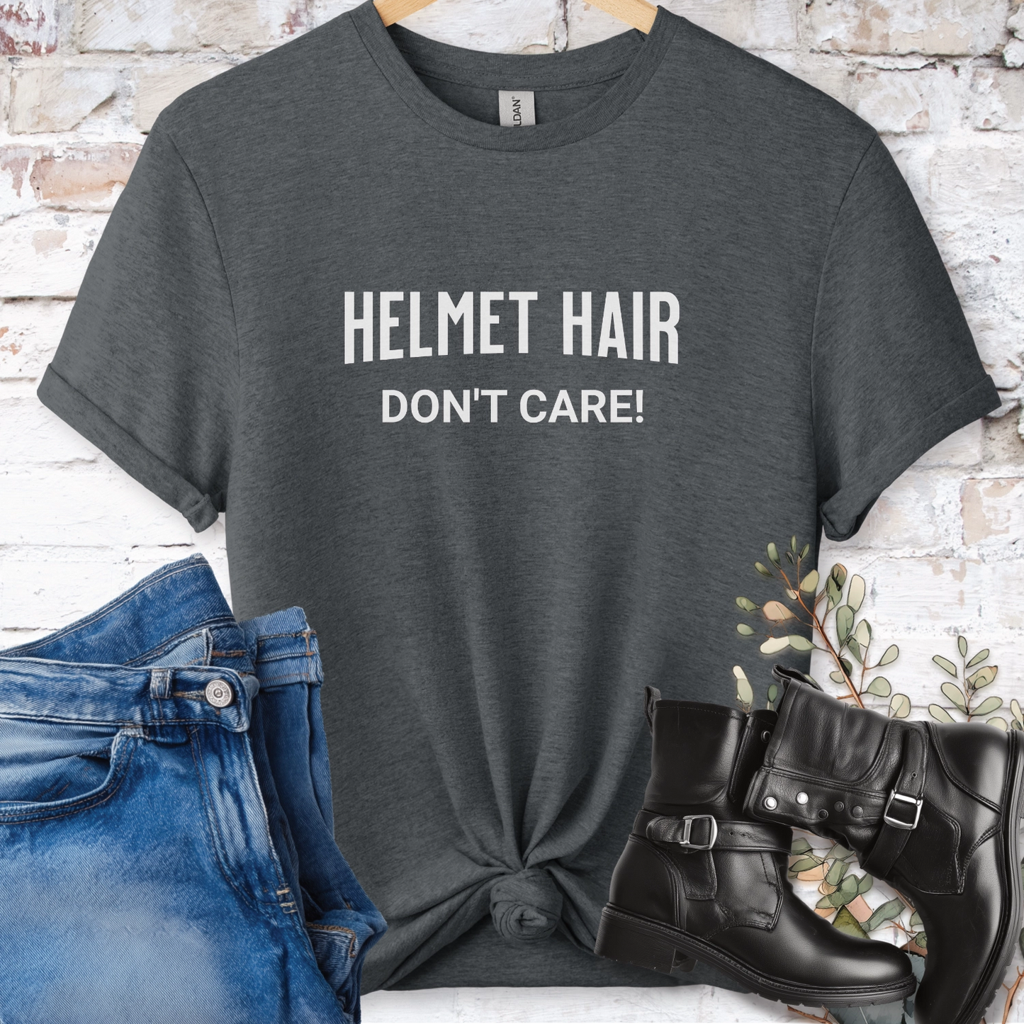 Helmet Hair, Don't Care Women'sT shirt