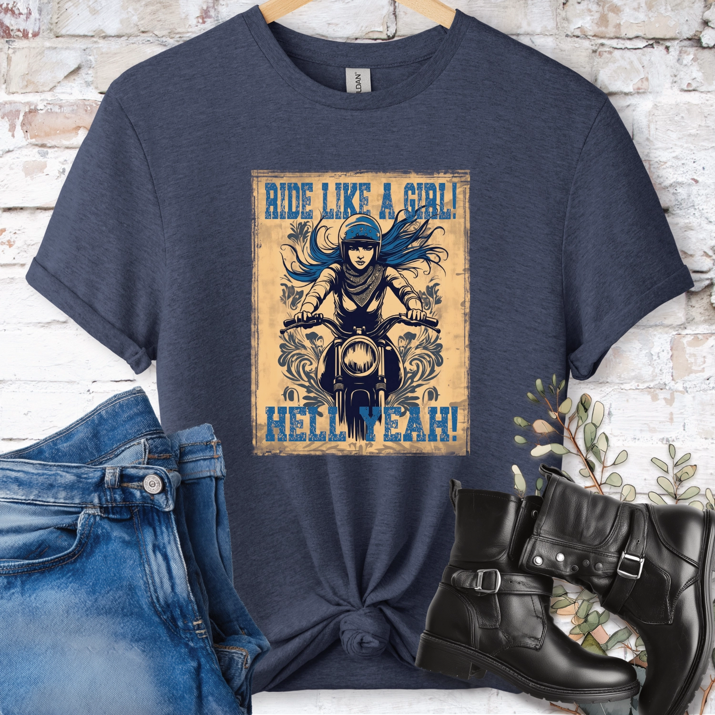 Ride like a girl, Hell yeah!. Women's T shirt